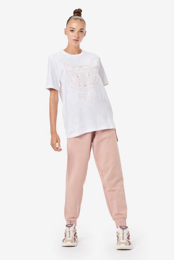 Fila Janelle Grey Wolf Women's T-Shirts - White,NZ 63-4215